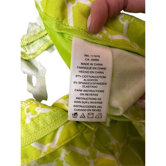 Michael Kors Womens Summer Shorts Geometric Hook Closure Yellow Green Size 8 - Picture 5 of 10